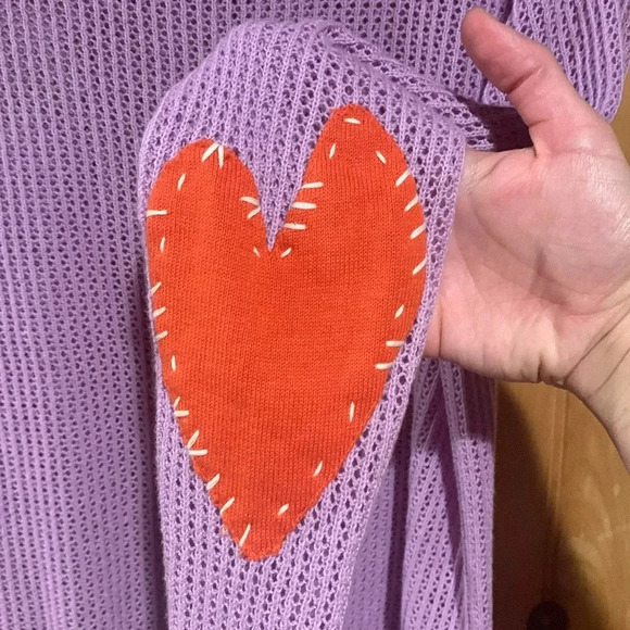 KERRI ROSENTHAL heart elbow patch sweater - Picture 1 of 8